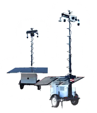 Mobile surveillance trailers equipped with cameras for video monitoring and security
