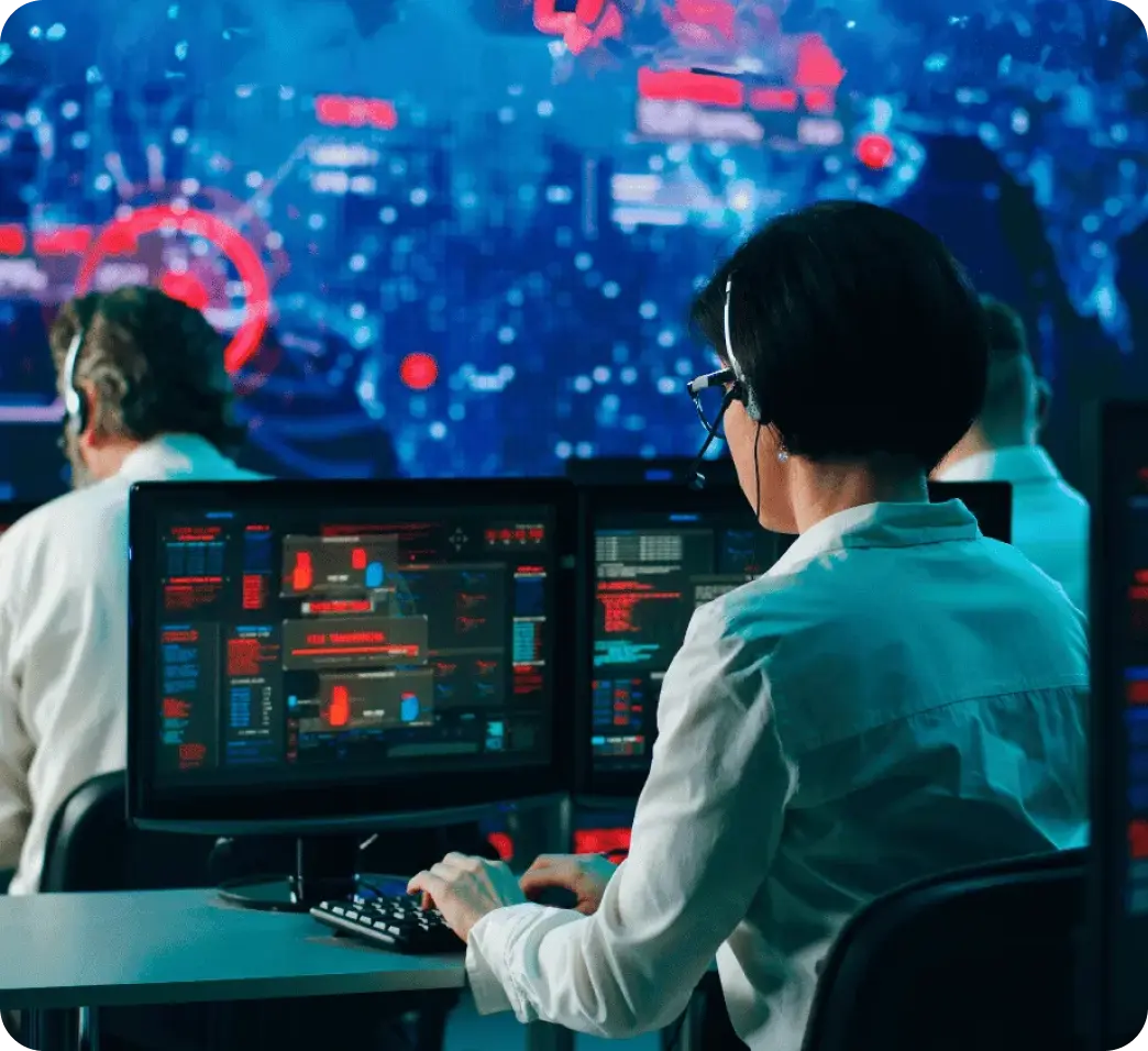 Security monitoring team ensuring trusted workplace security through advanced technology.