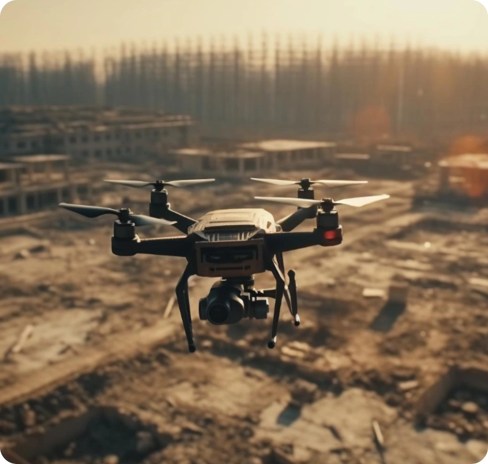 Drone surveillance over a construction site for security monitoring