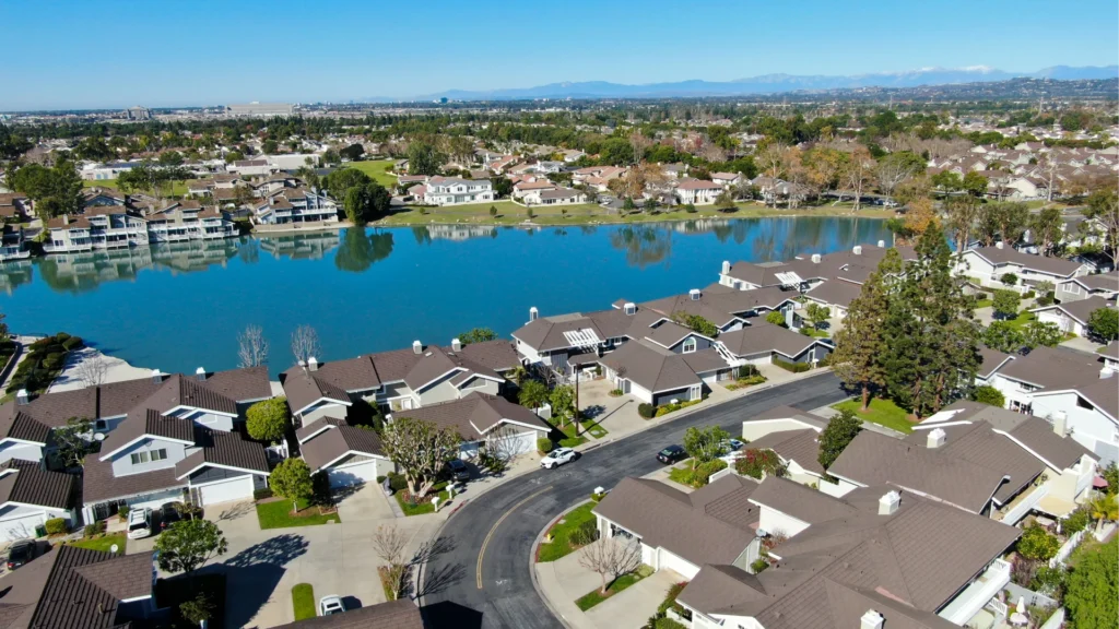 Aerial view of Irvine, California, one of the safest cities in the US in ASF's ranking.